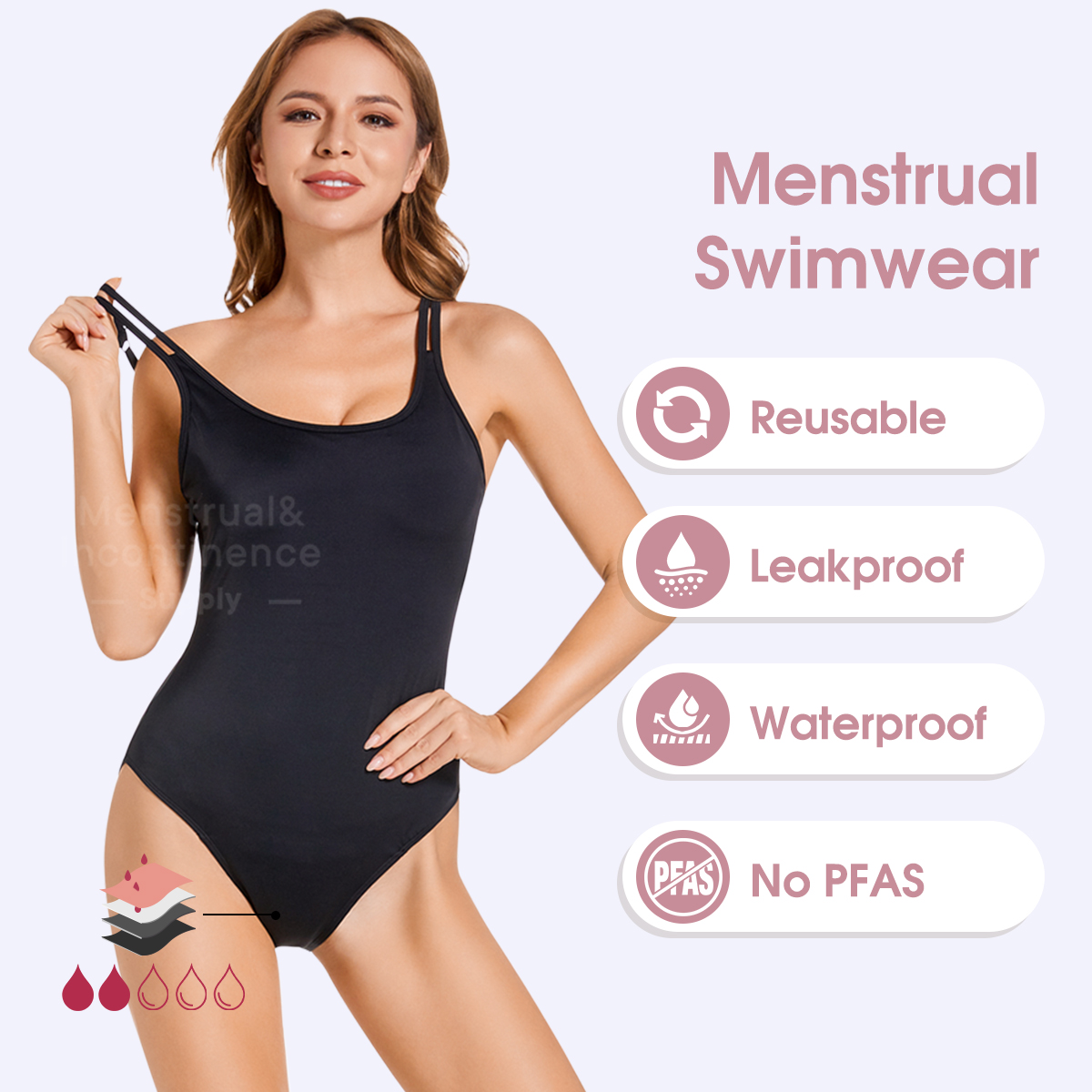Period Panty Absorbent - ملابس سباحة نسائية قطعة واحدة مانعة