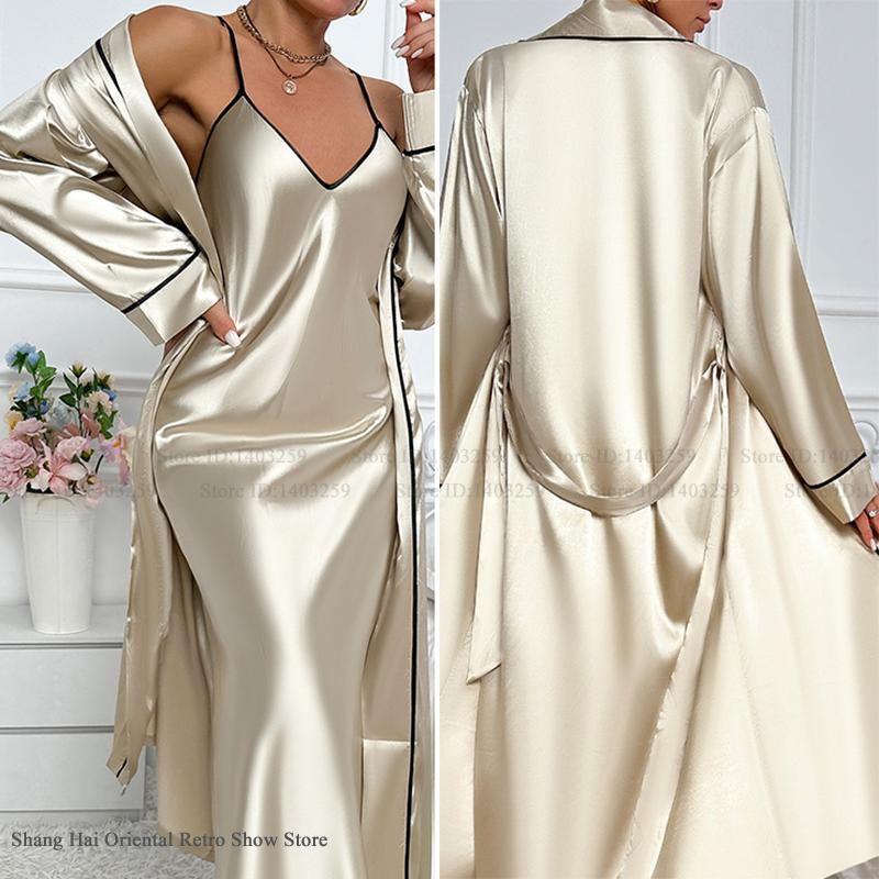 طقم رداء Twinset طويل مثير قمي - مراجعة Robe Silk Women وسعره