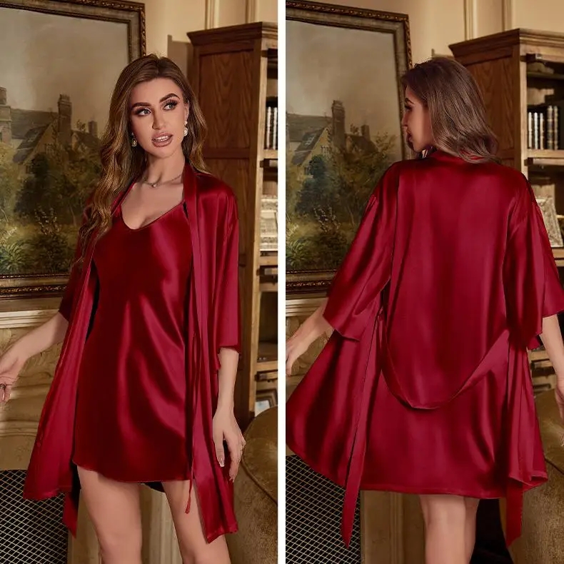 2 قطعة رداء البدلة النساء رايو - مراجعة Robe Silk Women وسعره