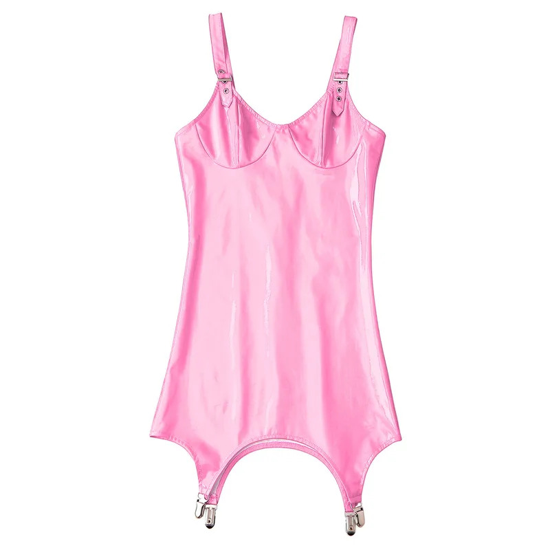 فستان نسائي قصير لامع من الجلد - مراجعة Babydoll Chemise Night وسعره